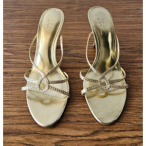 The Touch of Nina Gold Rhinestone Slip-On Heels – Women’s Size 10M
